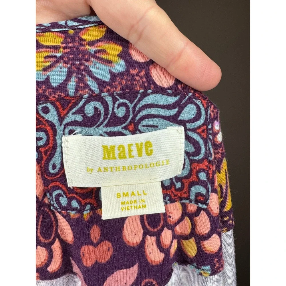 Maeve Anthropologie Floral Handkerchief Hem Top Small - Picture 2 of 4